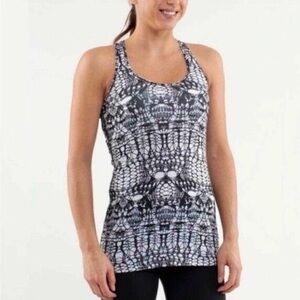Lululemon Cool Racerback Glacier Lace Yoga Athletic Top White Black Size 4